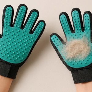 Gentle Pet Deshedding Brush Gloves For Enhanced Grooming Comfort Massage And Hair Removal