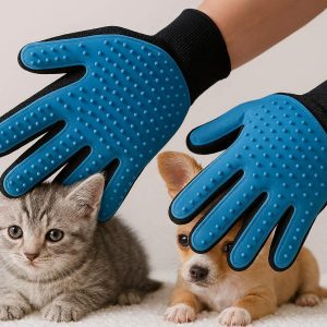 Soft Rubber Pet Hair Remover Gloves For Sensitive Kittens And Small Breed Puppies
