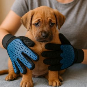 Interactive Pet Massage Deshedding Gloves For Anxious Puppies Daily Coat Bonding Care