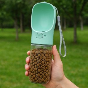 Two In One Dog Water Bottle Food Container Safe Portable Feeder For Outdoor Travel